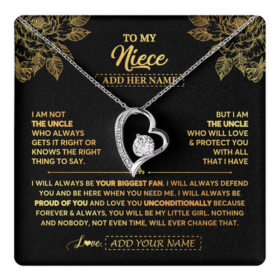 Forever Love Necklace 14K White Gold Finish | 1 | Personalized To My Niece Gifts Necklace From Uncle Meaningful Family Jewelry Birthday Gifts For Niece Graduation Christmas Custom Gift Box Message Card | https://teecentury.