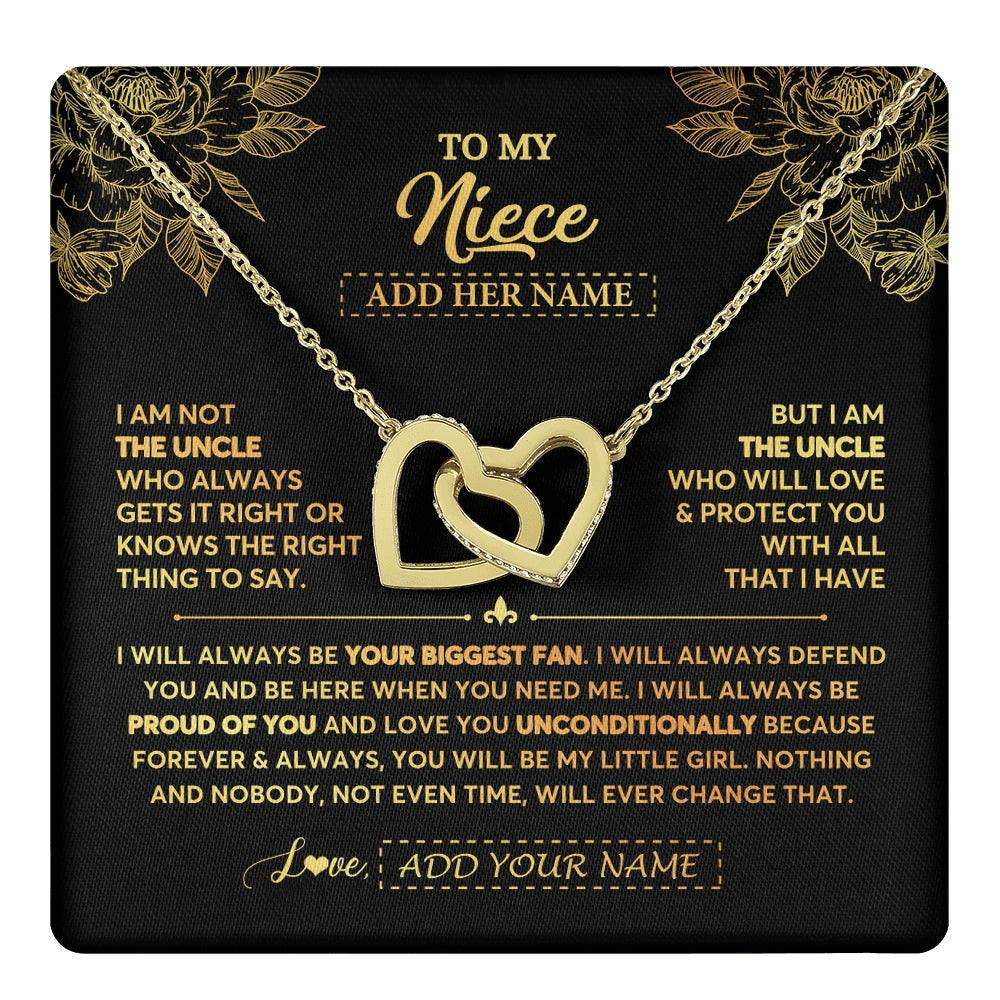 Interlocking Hearts Necklace 18K Yellow Gold Finish | 1 | Personalized To My Niece Gifts Necklace From Uncle Meaningful Family Jewelry Birthday Gifts For Niece Graduation Christmas Custom Gift Box Message Card | https://teecentury.