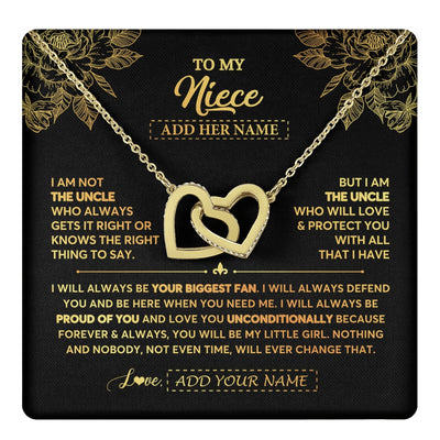 Interlocking Hearts Necklace 18K Yellow Gold Finish | 1 | Personalized To My Niece Gifts Necklace From Uncle Meaningful Family Jewelry Birthday Gifts For Niece Graduation Christmas Custom Gift Box Message Card | https://teecentury.