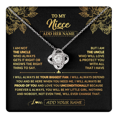 Love Knot Necklace 14K White Gold Finish | 1 | Personalized To My Niece Gifts Necklace From Uncle Meaningful Family Jewelry Birthday Gifts For Niece Graduation Christmas Custom Gift Box Message Card | https://teecentury.