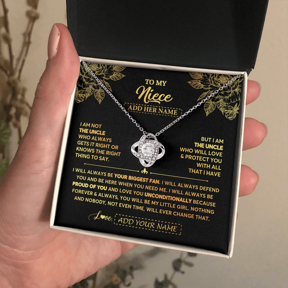 Love Knot Necklace 14K White Gold Finish | 2 | Personalized To My Niece Gifts Necklace From Uncle Meaningful Family Jewelry Birthday Gifts For Niece Graduation Christmas Custom Gift Box Message Card | https://teecentury.