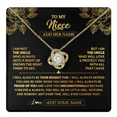 Love Knot Necklace 18K Yellow Gold Finish | 1 | Personalized To My Niece Gifts Necklace From Uncle Meaningful Family Jewelry Birthday Gifts For Niece Graduation Christmas Custom Gift Box Message Card | https://teecentury.