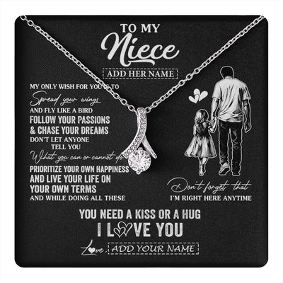 Alluring Beauty Necklace 14K White Gold Finish | 1 | Personalized To My Niece Gifts Necklace From Uncle My Only Wish For You Niece Birthday Gifts Graduation Christmas Customized Gift Box Message Card | teecentury.myshopify