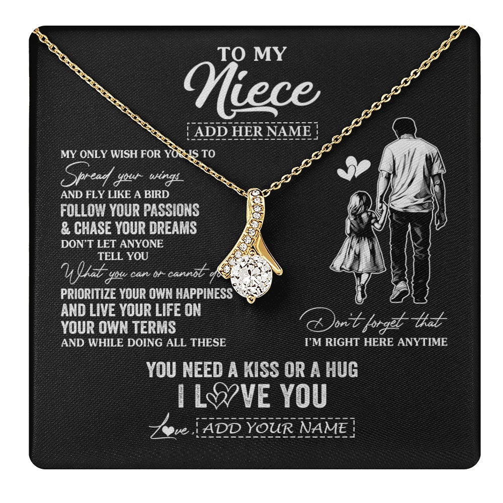 Alluring Beauty Necklace 18K Yellow Gold Finish | 1 | Personalized To My Niece Gifts Necklace From Uncle My Only Wish For You Niece Birthday Gifts Graduation Christmas Customized Gift Box Message Card | teecentury.myshopify