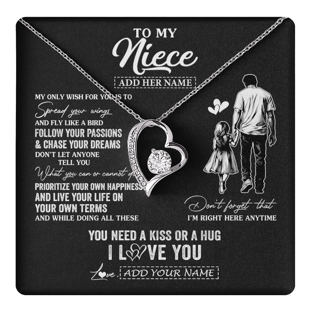 Forever Love Necklace 14K White Gold Finish | 1 | Personalized To My Niece Gifts Necklace From Uncle My Only Wish For You Niece Birthday Gifts Graduation Christmas Customized Gift Box Message Card | teecentury.myshopify