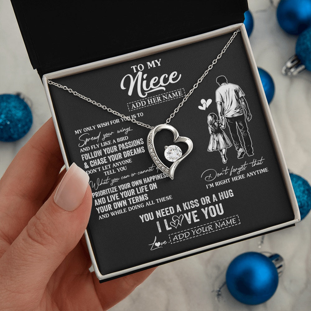 Forever Love Necklace 14K White Gold Finish | 2 | Personalized To My Niece Gifts Necklace From Uncle My Only Wish For You Niece Birthday Gifts Graduation Christmas Customized Gift Box Message Card | teecentury.myshopify