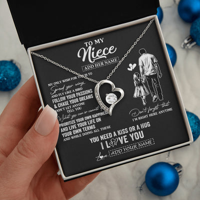 Forever Love Necklace 14K White Gold Finish | 2 | Personalized To My Niece Gifts Necklace From Uncle My Only Wish For You Niece Birthday Gifts Graduation Christmas Customized Gift Box Message Card | teecentury.myshopify