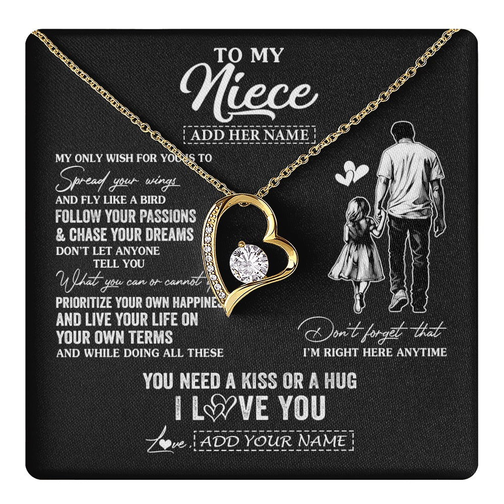 Forever Love Necklace 18K Yellow Gold Finish | 1 | Personalized To My Niece Gifts Necklace From Uncle My Only Wish For You Niece Birthday Gifts Graduation Christmas Customized Gift Box Message Card | teecentury.myshopify