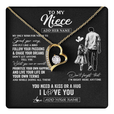 Forever Love Necklace 18K Yellow Gold Finish | 1 | Personalized To My Niece Gifts Necklace From Uncle My Only Wish For You Niece Birthday Gifts Graduation Christmas Customized Gift Box Message Card | teecentury.myshopify