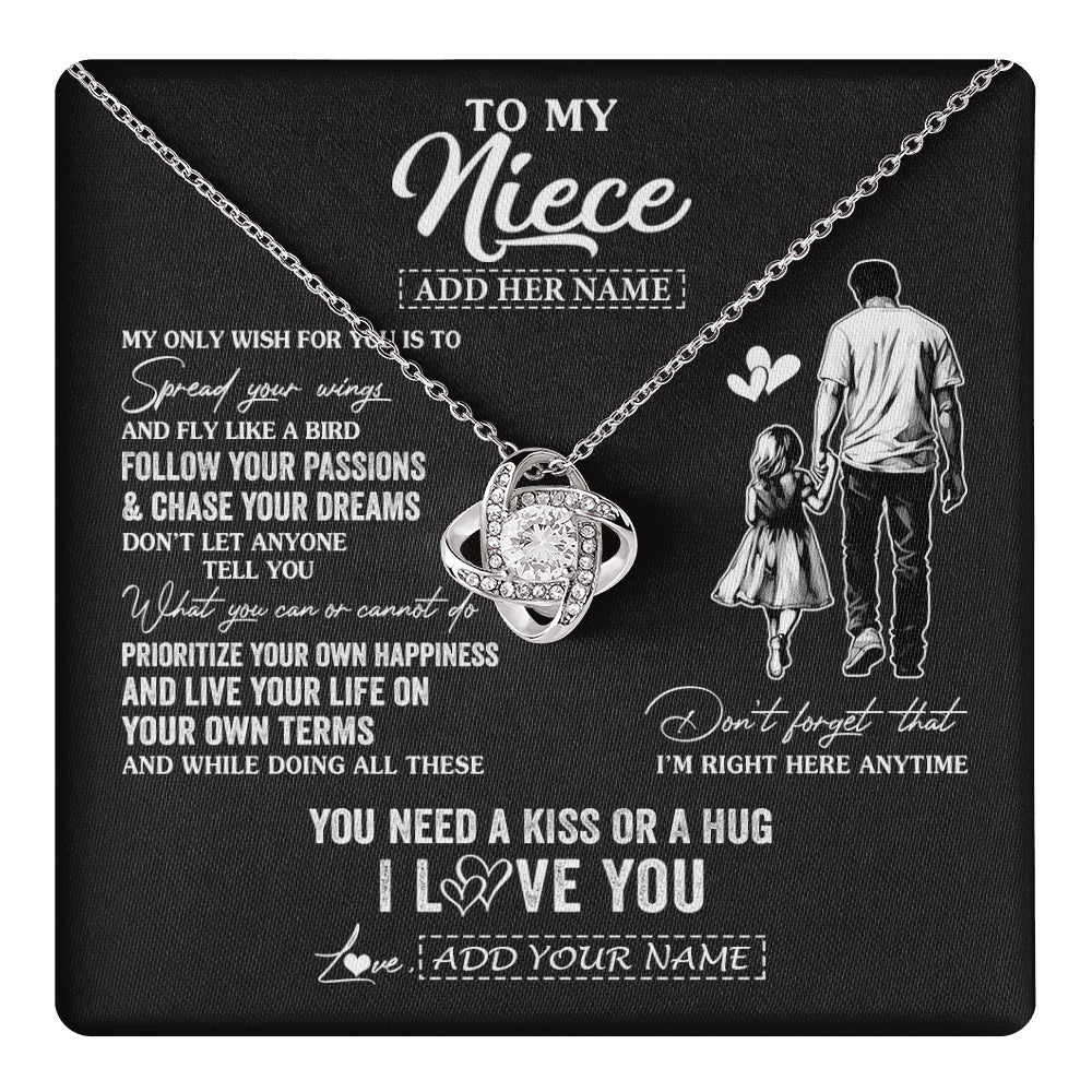 Love Knot Necklace 14K White Gold Finish | 1 | Personalized To My Niece Gifts Necklace From Uncle My Only Wish For You Niece Birthday Gifts Graduation Christmas Customized Gift Box Message Card | teecentury.myshopify