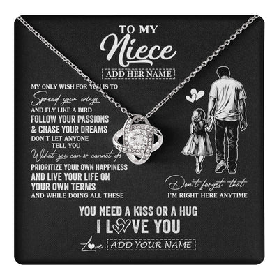 Love Knot Necklace 14K White Gold Finish | 1 | Personalized To My Niece Gifts Necklace From Uncle My Only Wish For You Niece Birthday Gifts Graduation Christmas Customized Gift Box Message Card | teecentury.myshopify