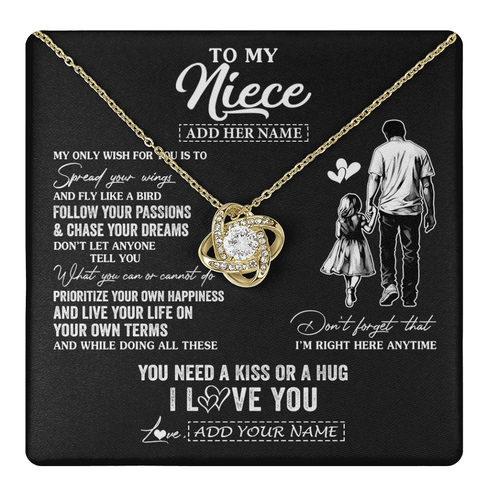 Love Knot Necklace 18K Yellow Gold Finish | 1 | Personalized To My Niece Gifts Necklace From Uncle My Only Wish For You Niece Birthday Gifts Graduation Christmas Customized Gift Box Message Card | teecentury.myshopify