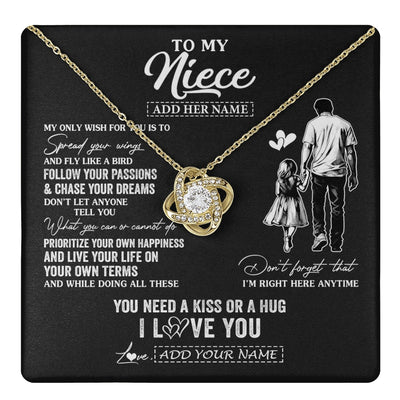 Love Knot Necklace 18K Yellow Gold Finish | 1 | Personalized To My Niece Gifts Necklace From Uncle My Only Wish For You Niece Birthday Gifts Graduation Christmas Customized Gift Box Message Card | teecentury.myshopify