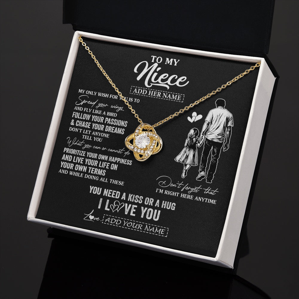 Love Knot Necklace 18K Yellow Gold Finish | 2 | Personalized To My Niece Gifts Necklace From Uncle My Only Wish For You Niece Birthday Gifts Graduation Christmas Customized Gift Box Message Card | teecentury.myshopify
