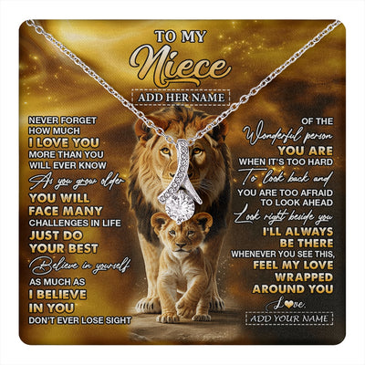 Alluring Beauty Necklace 14K White Gold Finish | 1 | Personalized To My Niece Gifts Necklace From Uncle Never Forget How Much I Love You Lion Niece Birthday Gifts Christmas Custom Gift Box Message Card | https://teecentury.