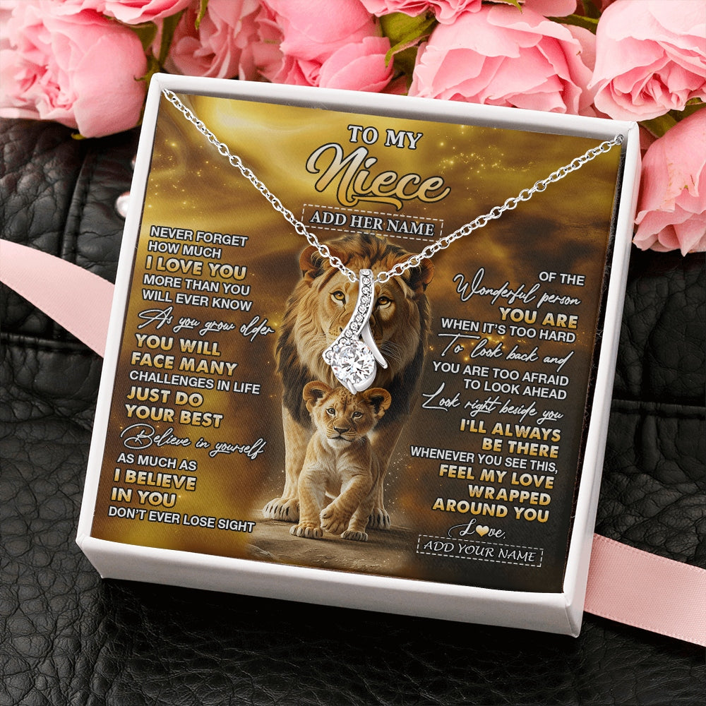 Alluring Beauty Necklace 14K White Gold Finish | 2 | Personalized To My Niece Gifts Necklace From Uncle Never Forget How Much I Love You Lion Niece Birthday Gifts Christmas Custom Gift Box Message Card | https://teecentury.