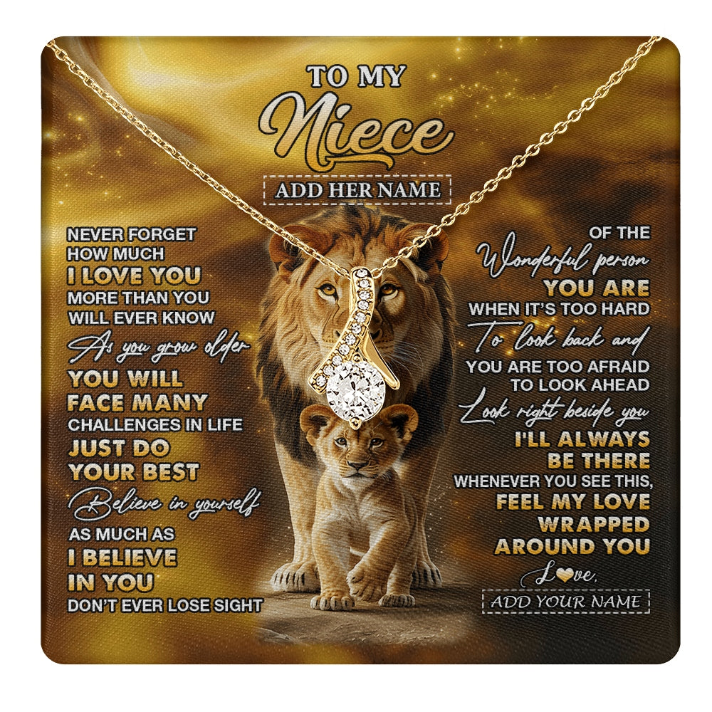Alluring Beauty Necklace 18K Yellow Gold Finish | 1 | Personalized To My Niece Gifts Necklace From Uncle Never Forget How Much I Love You Lion Niece Birthday Gifts Christmas Custom Gift Box Message Card | https://teecentury.