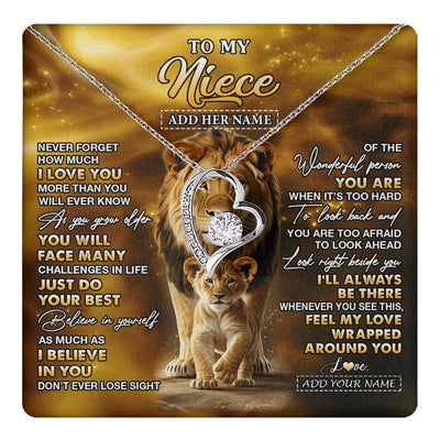 Forever Love Necklace 14K White Gold Finish | 1 | Personalized To My Niece Gifts Necklace From Uncle Never Forget How Much I Love You Lion Niece Birthday Gifts Christmas Custom Gift Box Message Card | https://teecentury.