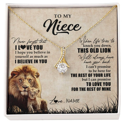 Alluring Beauty Necklace 18K Yellow Gold Finish | Personalized To My Niece Gifts Necklace From Uncle Old Lion Niece Jewelry Birthday Gifts Graduation Christmas Customized Gift Box Message Card | teecentury