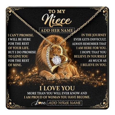 Forever Love Necklace 18K Yellow Gold Finish | 1 | Personalized To My Niece Gifts Necklace From Uncle To Niece Birthday Gifts Love You Forever Lion Graduation Christmas Custom Gift Box Message Card | https://teecentury.