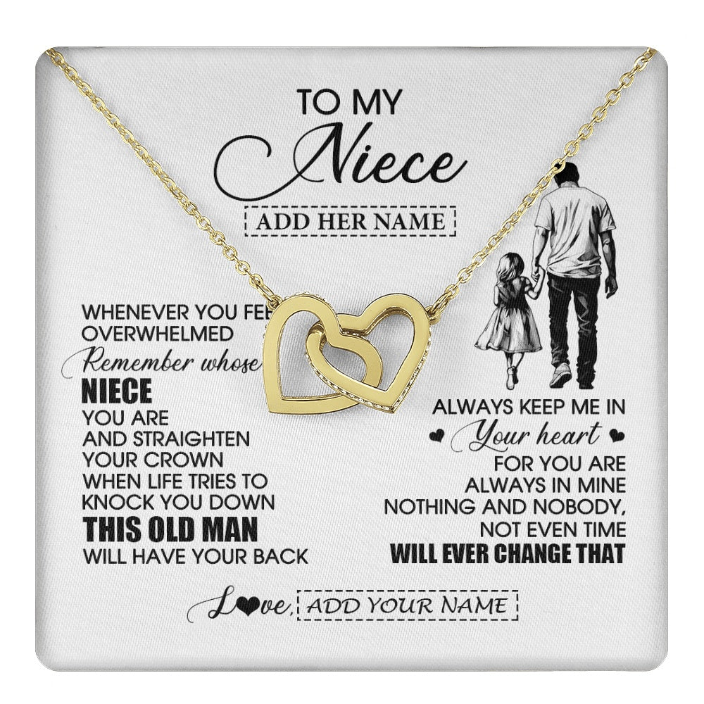 Interlocking Hearts Necklace 18K Yellow Gold Finish | 1 | Personalized To My Niece Gifts Necklace From Uncle Whenever Man Unique Birthday Gifts For Niece Graduation Christmas Customized Gift Box Message Card | teecentury.myshopify