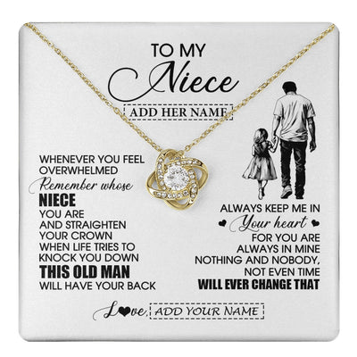 Love Knot Necklace 18K Yellow Gold Finish | 1 | Personalized To My Niece Gifts Necklace From Uncle Whenever Man Unique Birthday Gifts For Niece Graduation Christmas Customized Gift Box Message Card | teecentury.myshopify