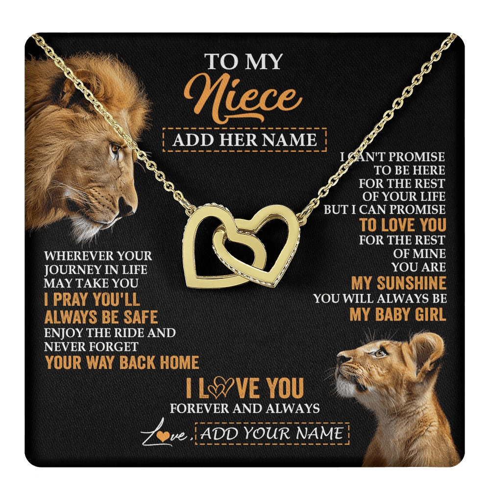 Interlocking Hearts Necklace 18K Yellow Gold Finish | 1 | Personalized To My Niece Gifts Necklace From Uncle Wherever Your Journey In Life Lion Niece Birthday Gifts Christmas Custom Gift Box Message Card | https://teecentury.