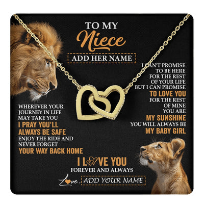 Interlocking Hearts Necklace 18K Yellow Gold Finish | 1 | Personalized To My Niece Gifts Necklace From Uncle Wherever Your Journey In Life Lion Niece Birthday Gifts Christmas Custom Gift Box Message Card | https://teecentury.