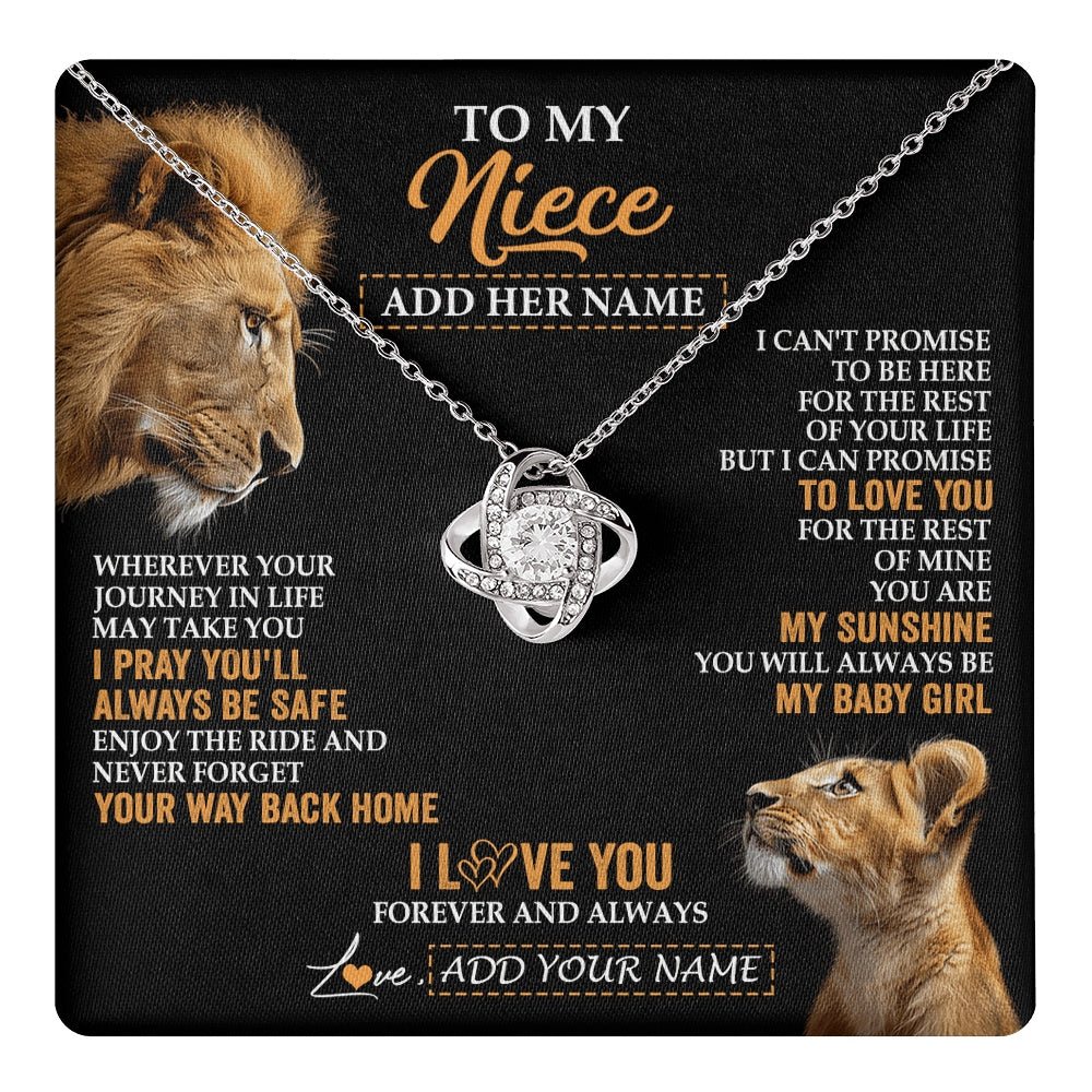 Love Knot Necklace 14K White Gold Finish | 1 | Personalized To My Niece Gifts Necklace From Uncle Wherever Your Journey In Life Lion Niece Birthday Gifts Christmas Custom Gift Box Message Card | https://teecentury.