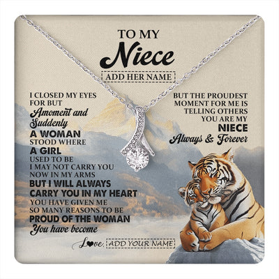 Alluring Beauty Necklace 14K White Gold Finish | 1 | Personalized To My Niece Gifts Necklace Tiger From Aunt Uncle Auntie You Are My Niece Birthday Gifts Graduation Christmas Custom Gift Box Message Card | https://teecentury.