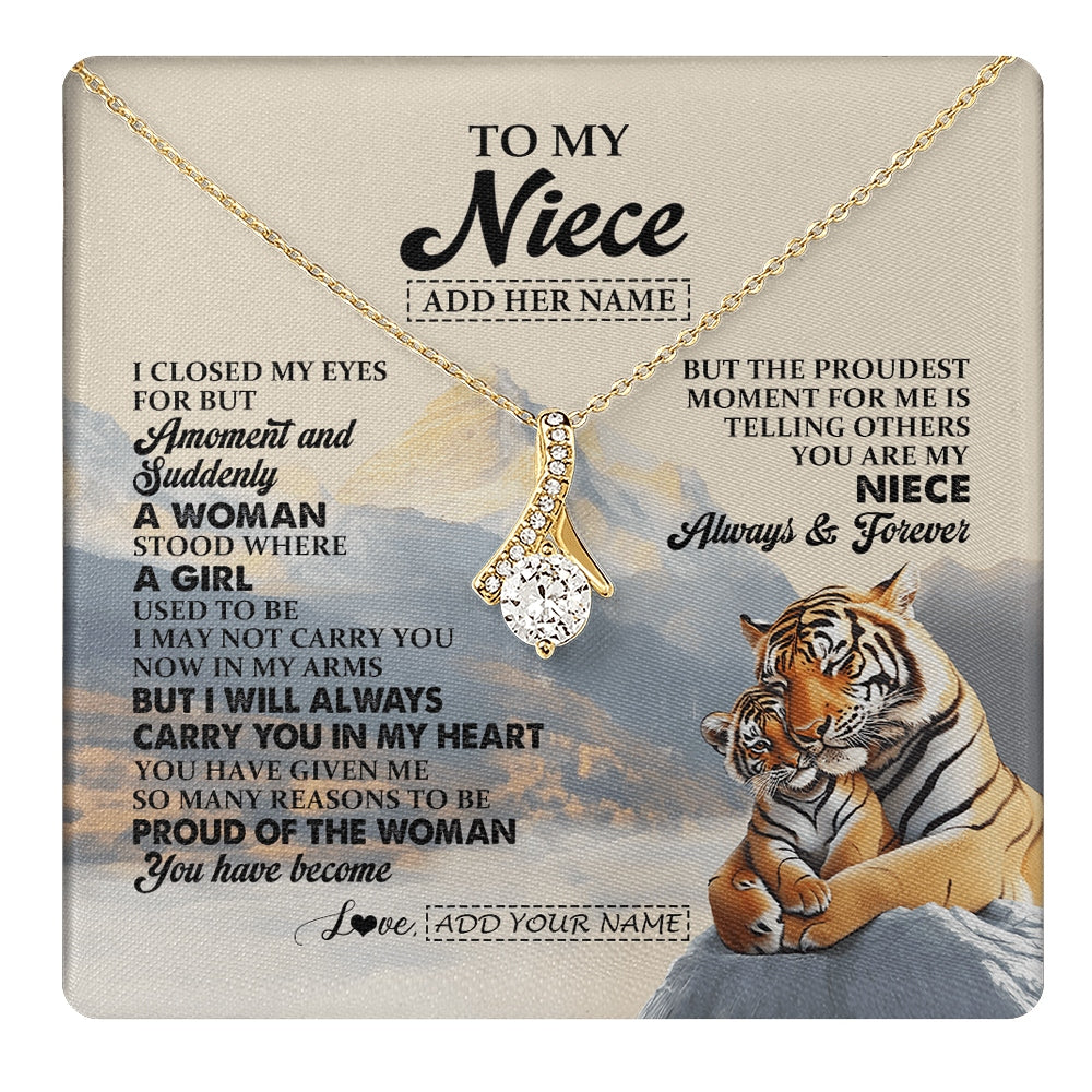 Alluring Beauty Necklace 18K Yellow Gold Finish | 1 | Personalized To My Niece Gifts Necklace Tiger From Aunt Uncle Auntie You Are My Niece Birthday Gifts Graduation Christmas Custom Gift Box Message Card | https://teecentury.