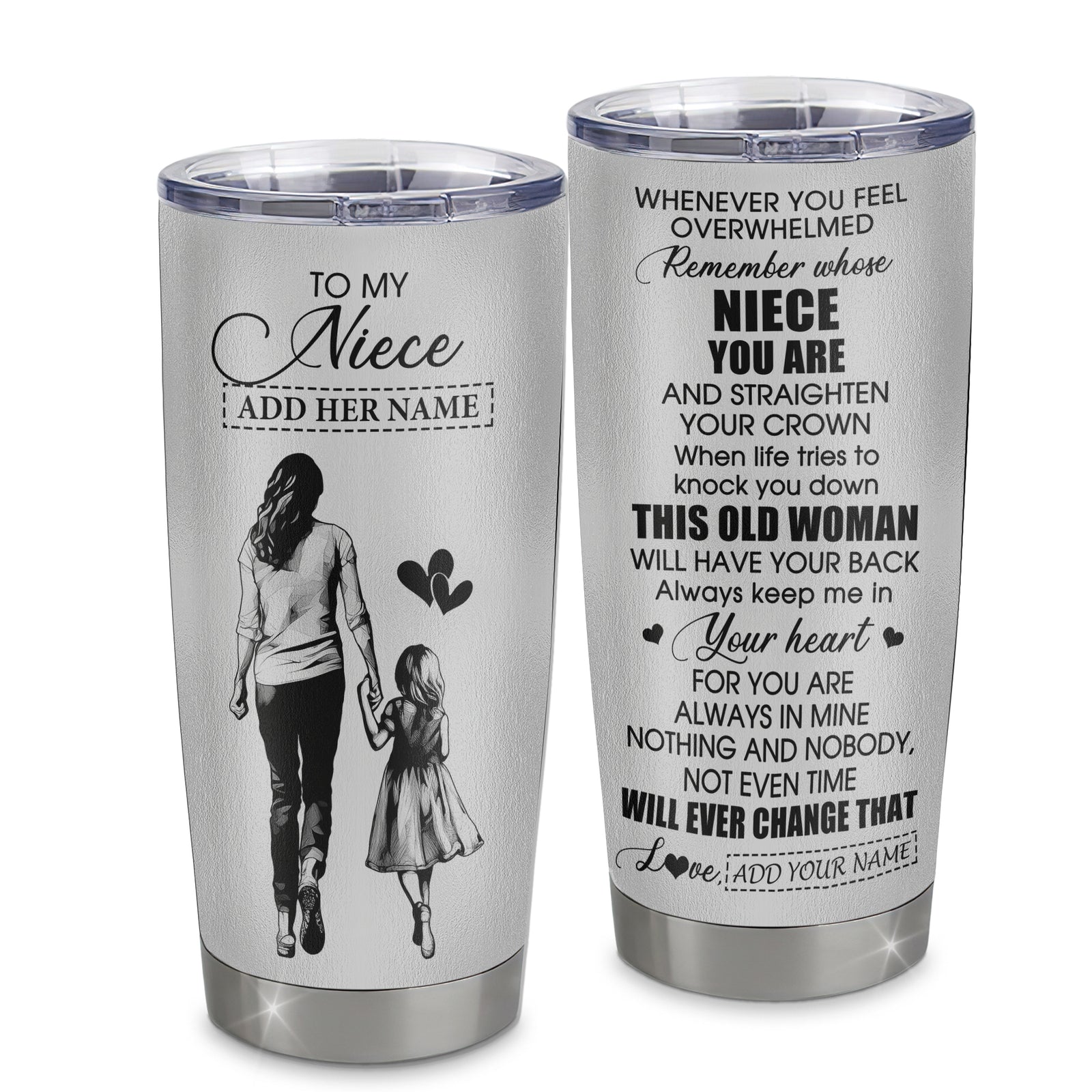 Personalized To My Niece Gifts Tumbler From Aunt Auntie Whenever Woman Unique Birthday Gifts For Niece Graduation Christmas Custom Stainless Steel Cup Travel Mug | teecentury