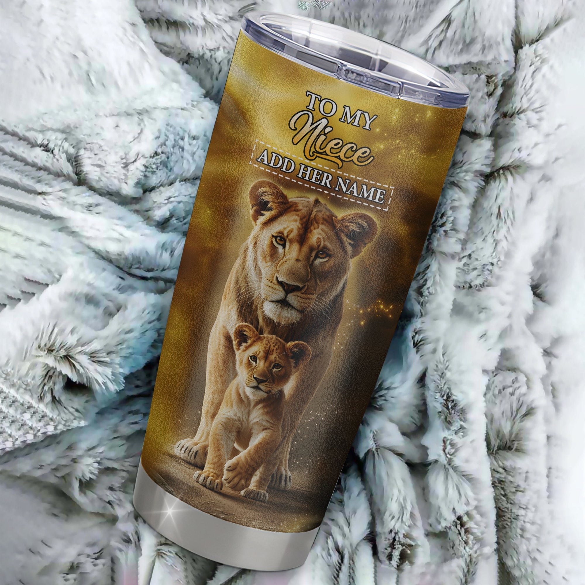 Personalized To My Niece Gifts Tumbler From Aunt Never Forget How Much I Love You Lion Niece Birthday Gifts Graduation Christmas Custom Stainless Steel Travel Mug | teecentury