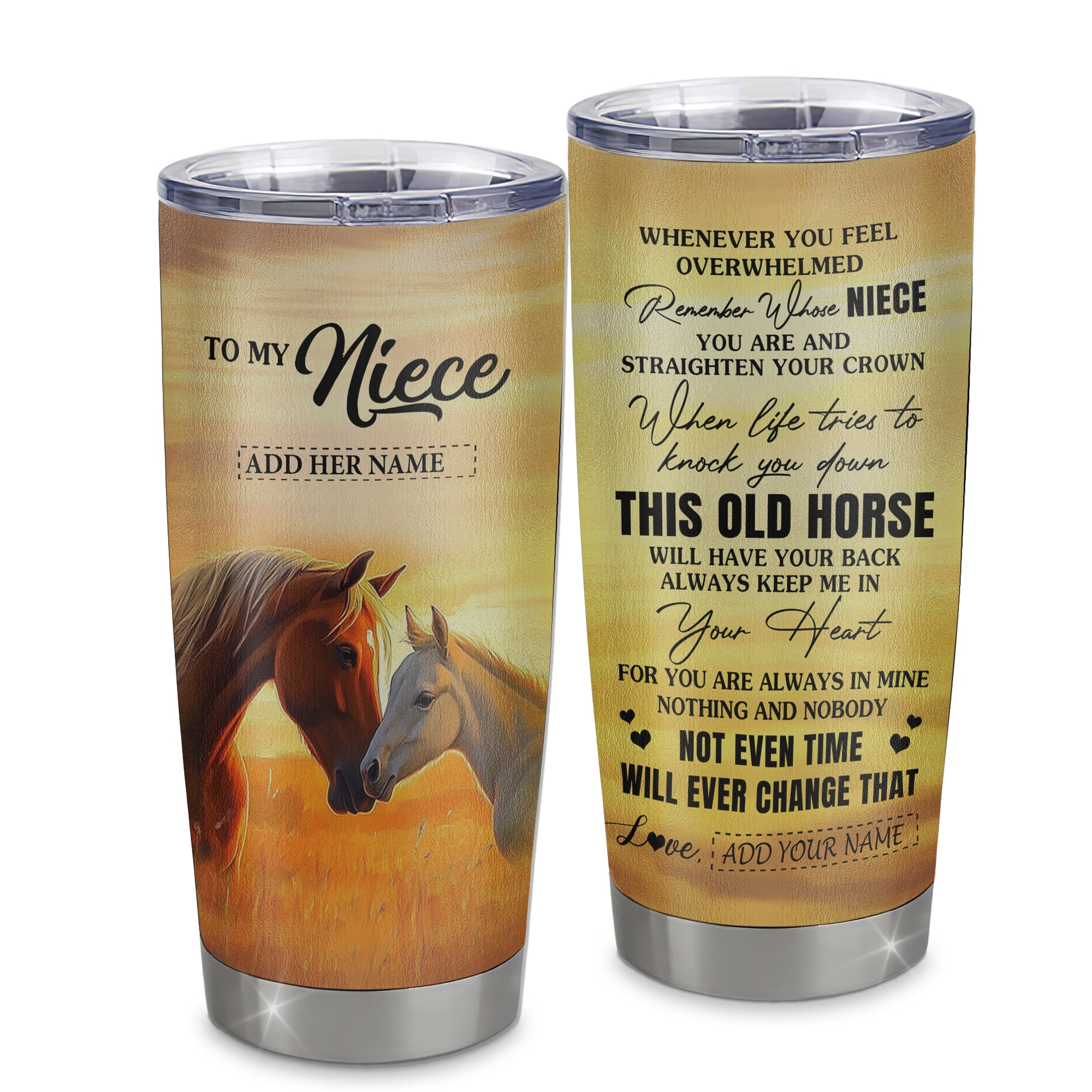 Personalized To My Niece Gifts Tumbler From Aunt Uncle Auntie Whenever Horse Unique Birthday Gifts For Niece Graduation Christmas Custom Stainless Steel Cup Travel Mug | teecentury