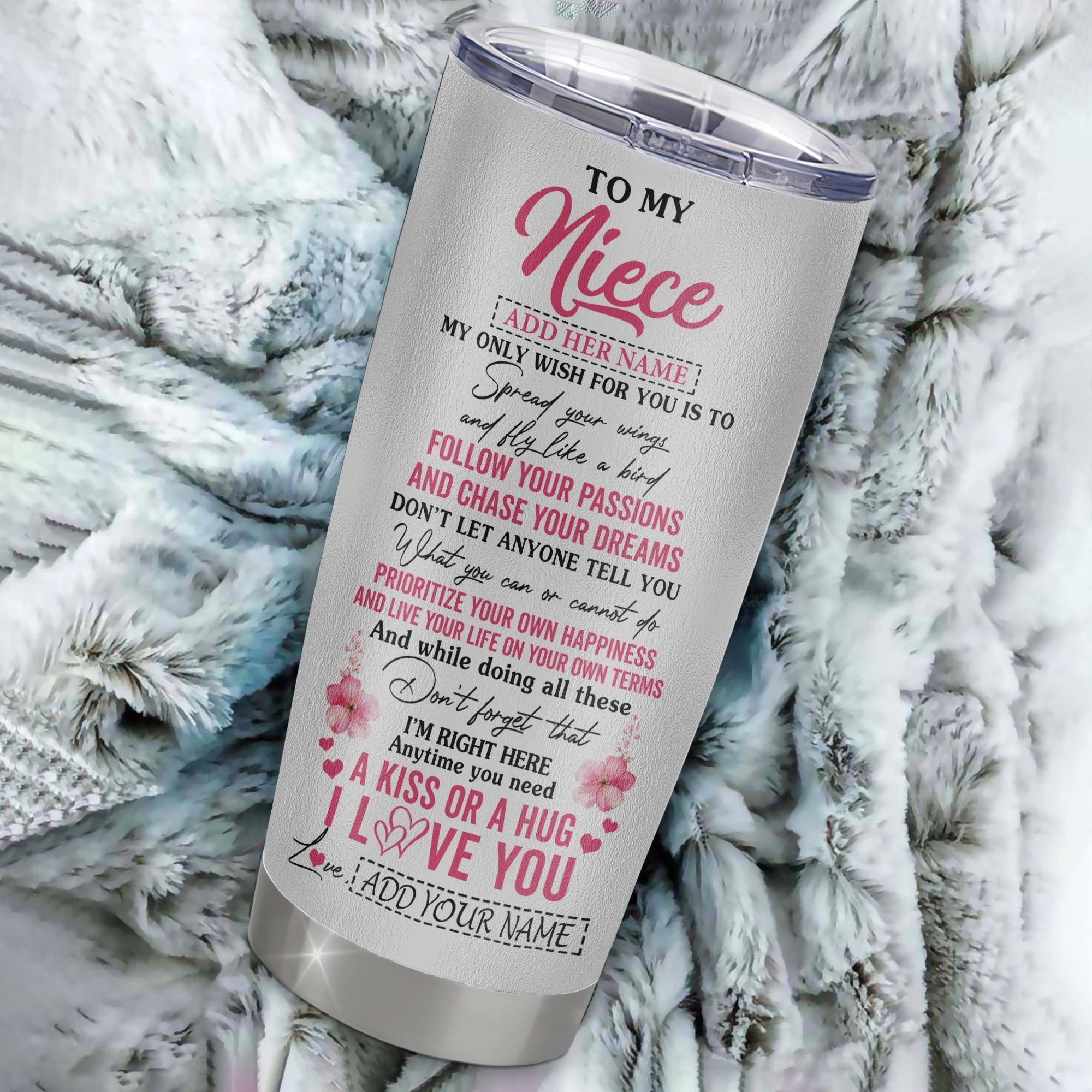 Personalized To My Niece Gifts Tumbler From Aunt Uncle Butterfly My Only Wish For You Niece Birthday Gifts Graduation Christmas Custom Stainless Steel Cup Travel Mug | teecentury