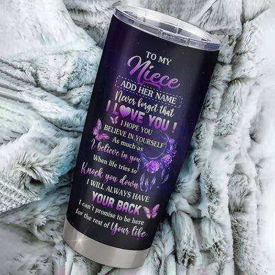Personalized To My Niece Gifts Tumbler From Aunt Uncle Floral Butterfly Love You Niece Birthday Gifts Graduation Christmas Custom Stainless Steel Travel Mug | teecentury