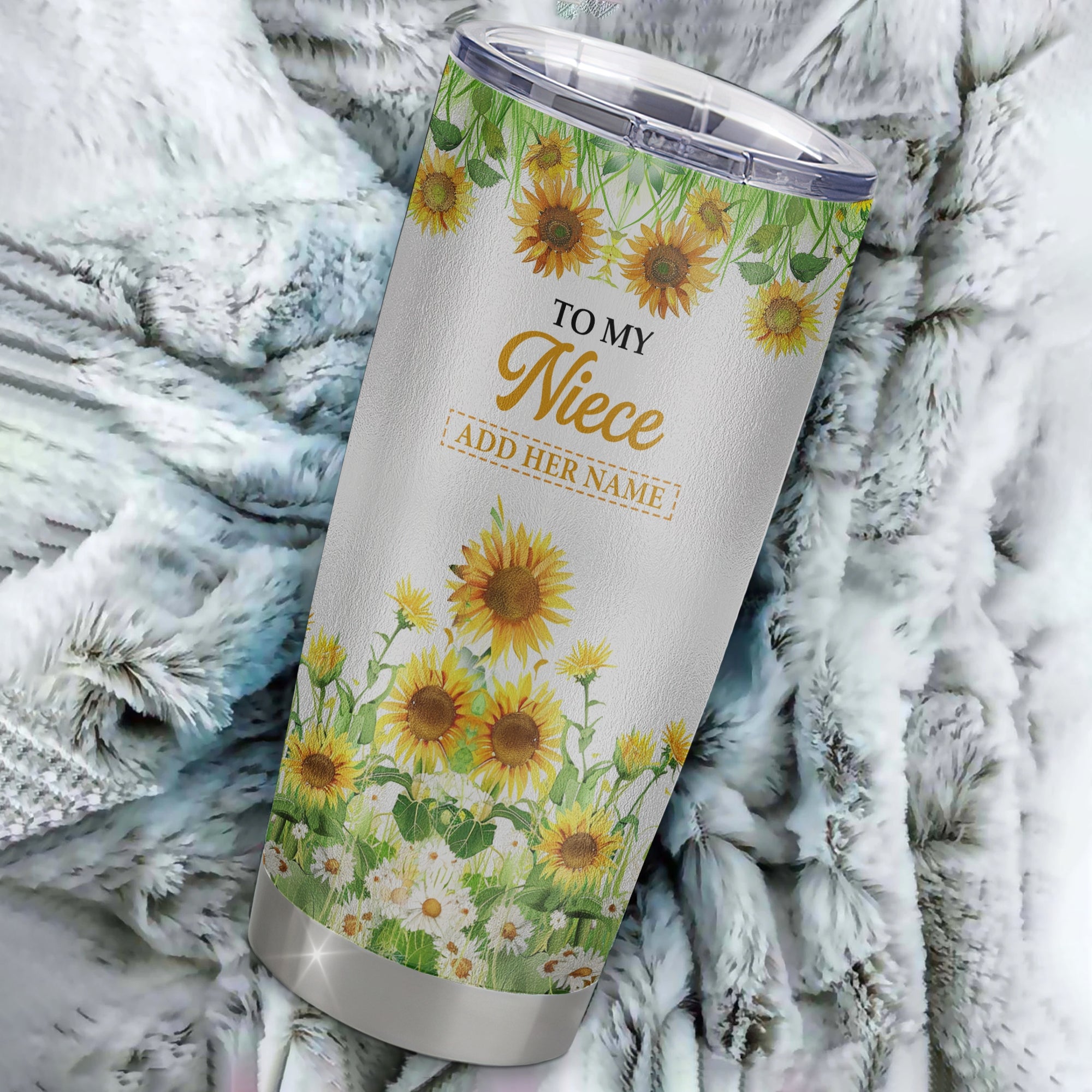 Personalized To My Niece Gifts Tumbler From Aunt Uncle I Closed My Eyes Sunflower Best Niece Birthday Gifts Graduation Christmas Custom Stainless Steel Cup Travel Mug | teecentury