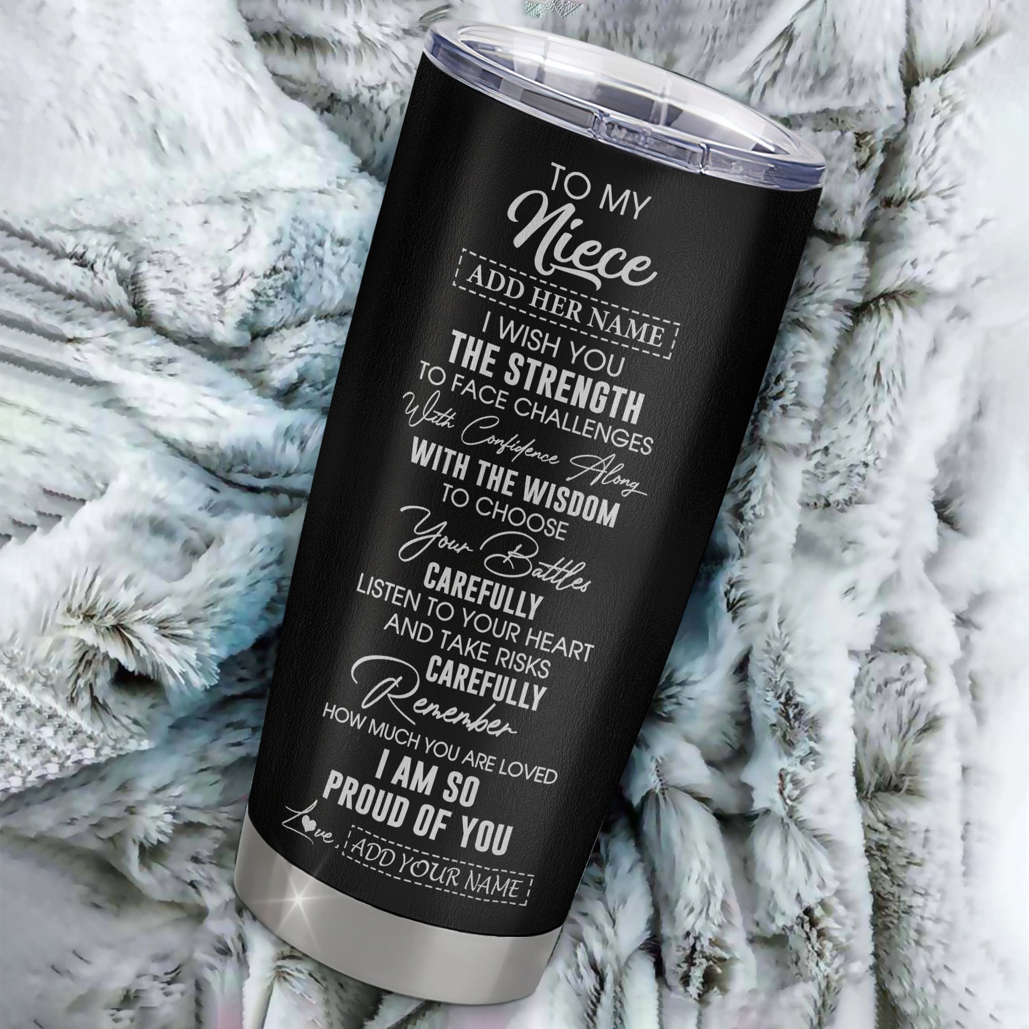 Personalized To My Niece Gifts Tumbler From Aunt Uncle I Wish You The Strength Aunt Niece Birthday Gifts Christmas Graduation Custom Stainless Steel Travel Mug | teecentury