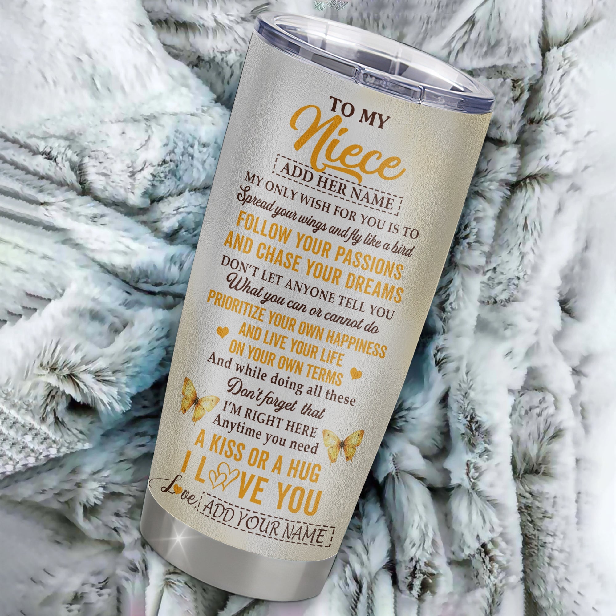 Personalized To My Niece Gifts Tumbler From Aunt Uncle Sunflower My Only Wish For You Niece Birthday Gifts Graduation Christmas Custom Stainless Steel Travel Mug | teecentury