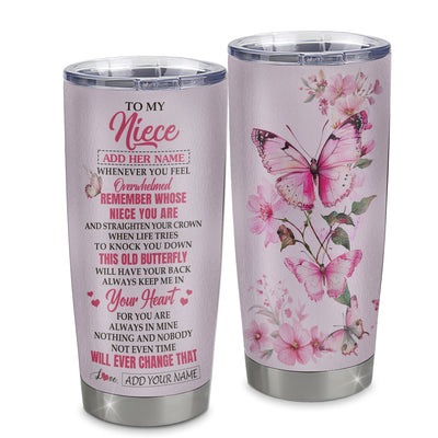 Personalized To My Niece Gifts Tumbler From Aunt Uncle Whenever Butterfly Unique Birthday Gifts For Niece Graduation Christmas Custom Stainless Steel Cup Travel Mug | teecentury