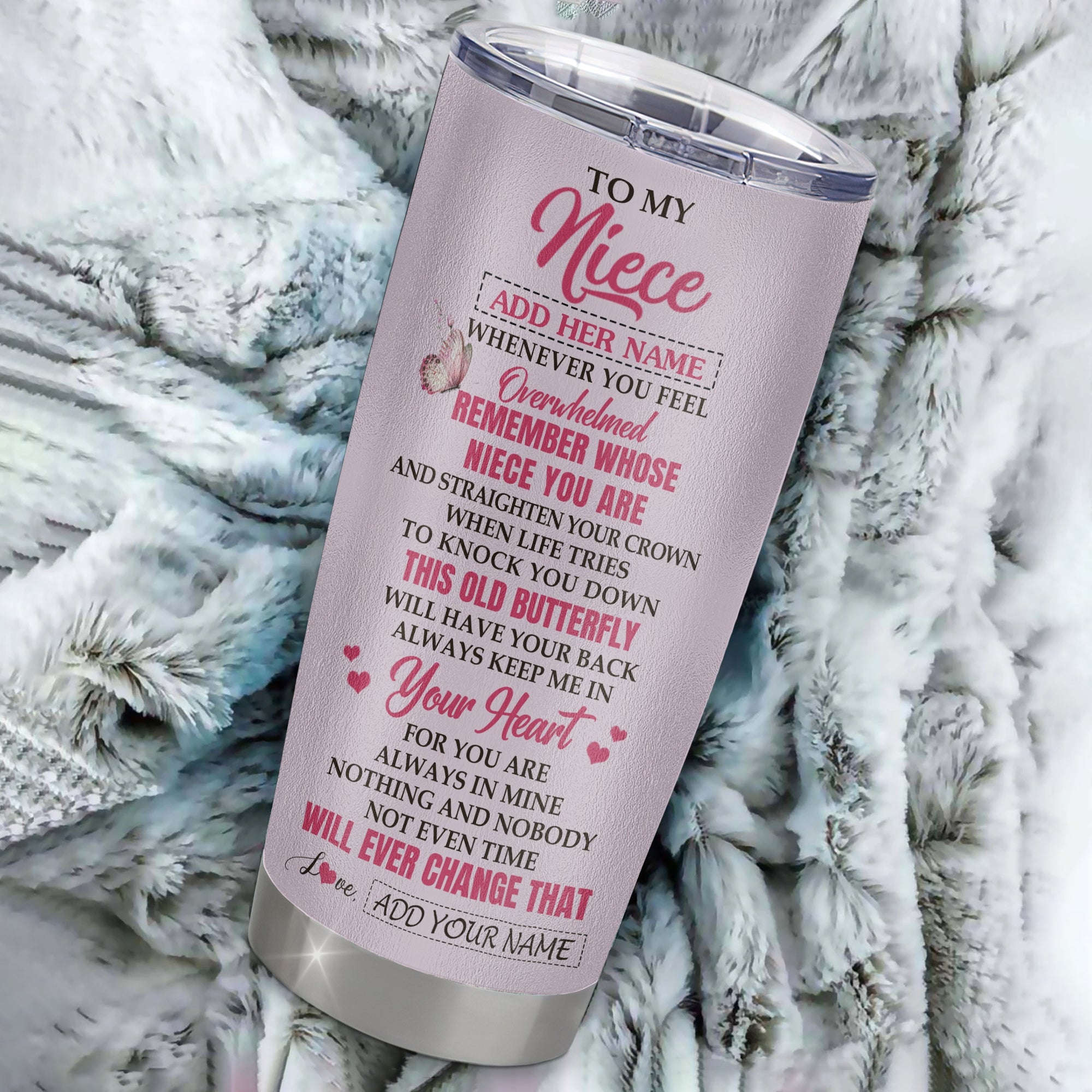 Personalized To My Niece Gifts Tumbler From Aunt Uncle Whenever Butterfly Unique Birthday Gifts For Niece Graduation Christmas Custom Stainless Steel Cup Travel Mug | teecentury