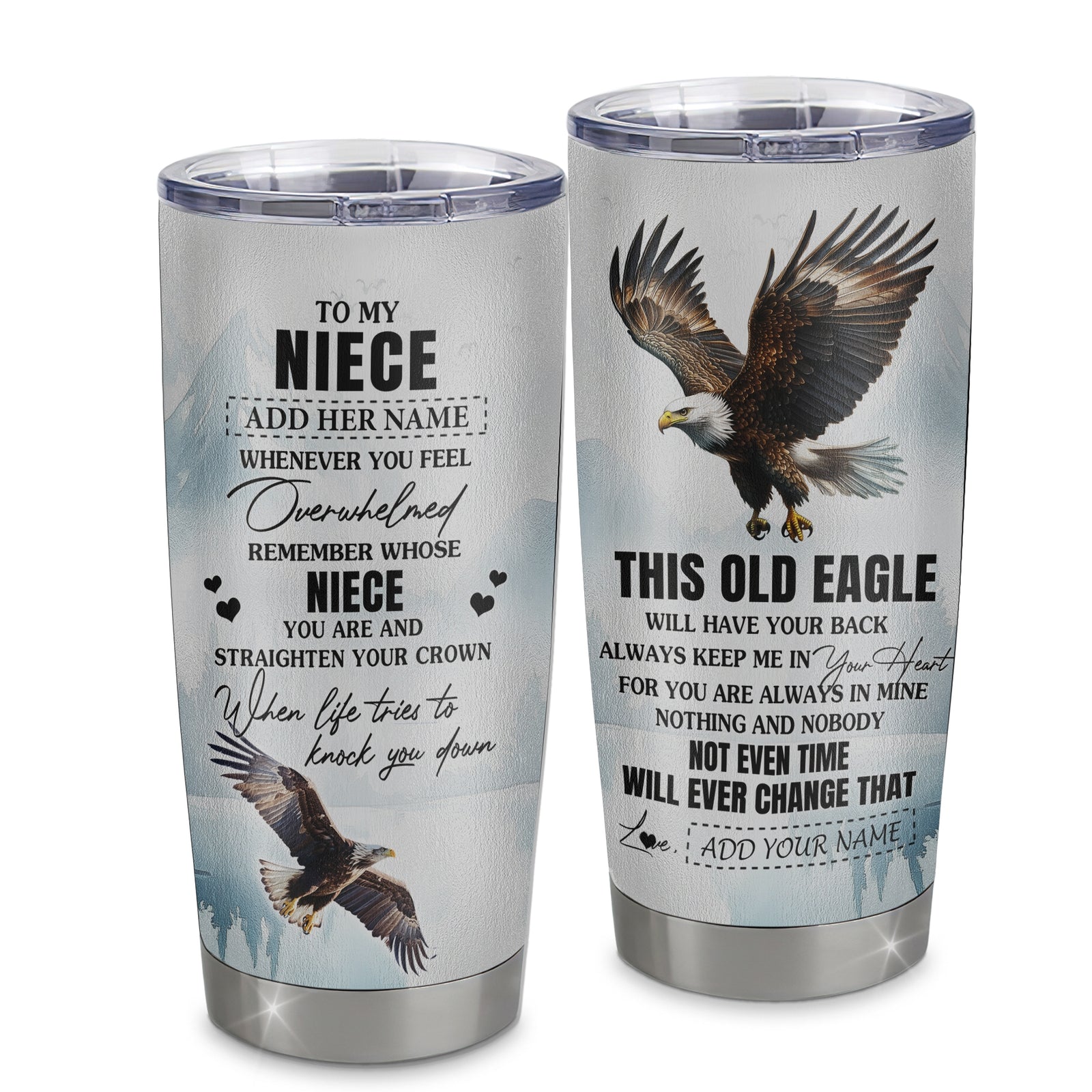 Personalized To My Niece Gifts Tumbler From Aunt Uncle Whenever Eagle Unique Birthday Gifts For Niece Graduation Christmas Stainless Steel Insulated Custom Mug | teecentury