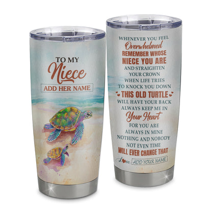 Personalized To My Niece Gifts Tumbler From Aunt Uncle Whenever Turtle Unique Birthday Gifts For Niece Graduation Christmas Customized Custom Stainless Steel Cup Mug | teecentury