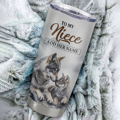 Personalized To My Niece Gifts Tumbler From Aunt Uncle Wolf My Only Wish For You Niece Birthday Gifts Graduation Christmas Customized Stainless Steel Mug | teecentury