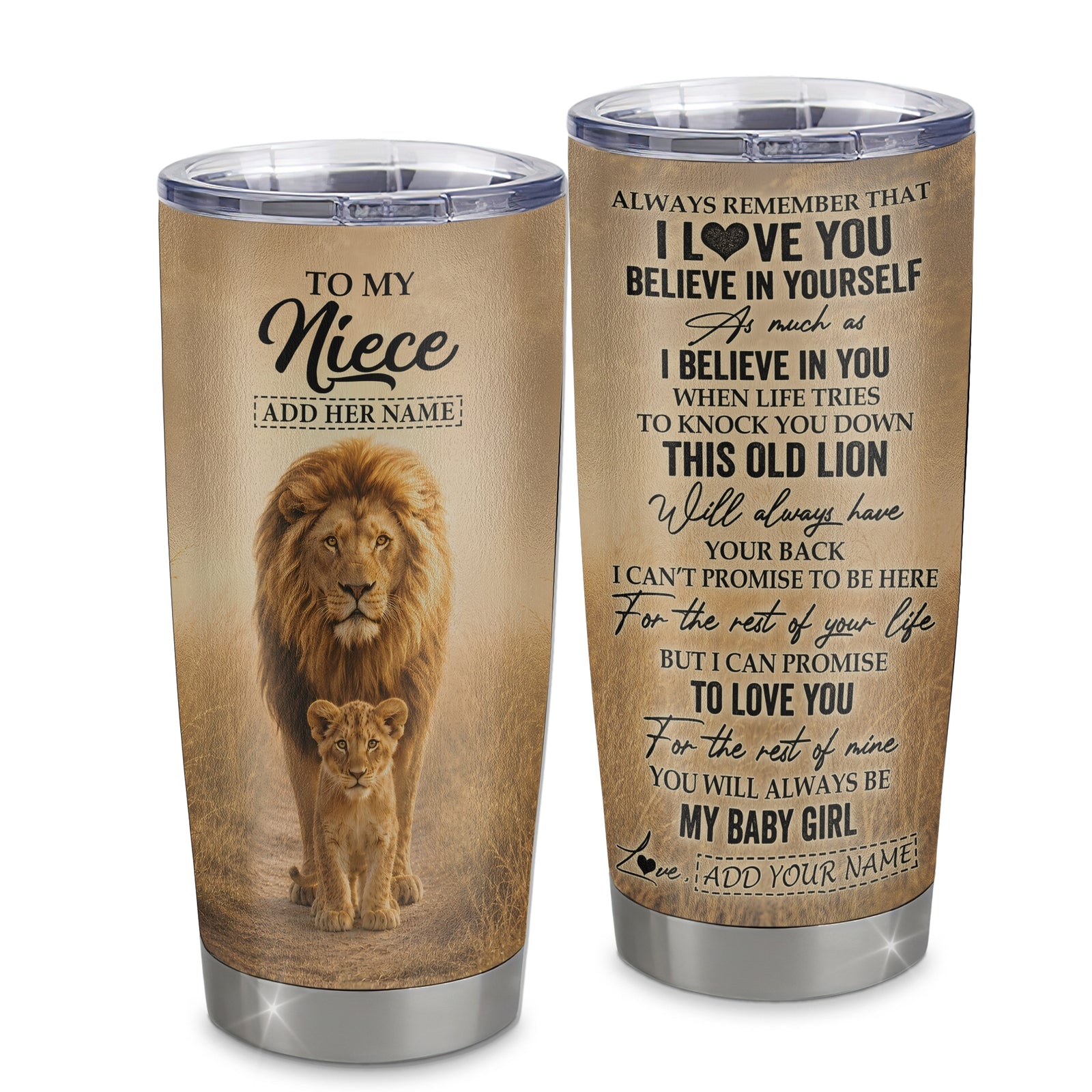 Personalized To My Niece Gifts Tumbler From Uncle Always Remember Lion Gifts For Niece Birthday Graduation Christmas Custom Stainless Steel Travel Mug | teecentury