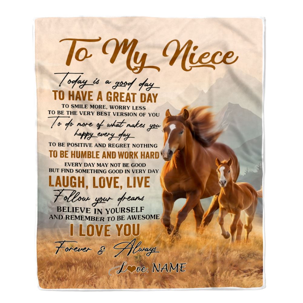 Personalized To My Niece Horse Blanket From Aunt Uncle Auntie Every Day Laugh Love Live Niece Birthday Gifts Graduation Christmas Customized Fleece Blanket | teecentury