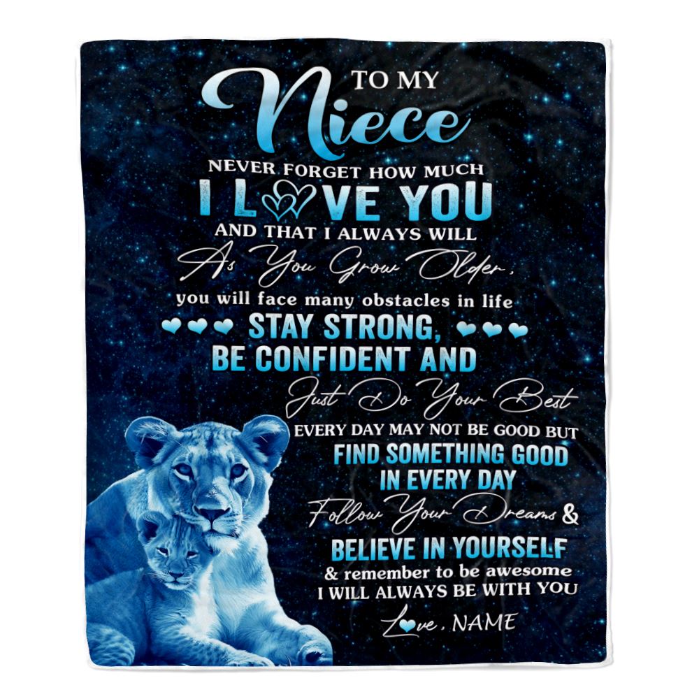 Personalized To My Niece I Love You Forever Blanket From Aunt Auntie Lion Niece Birthday Gifts Graduation Christmas Customized Fleece Throw Blanket | teecentury