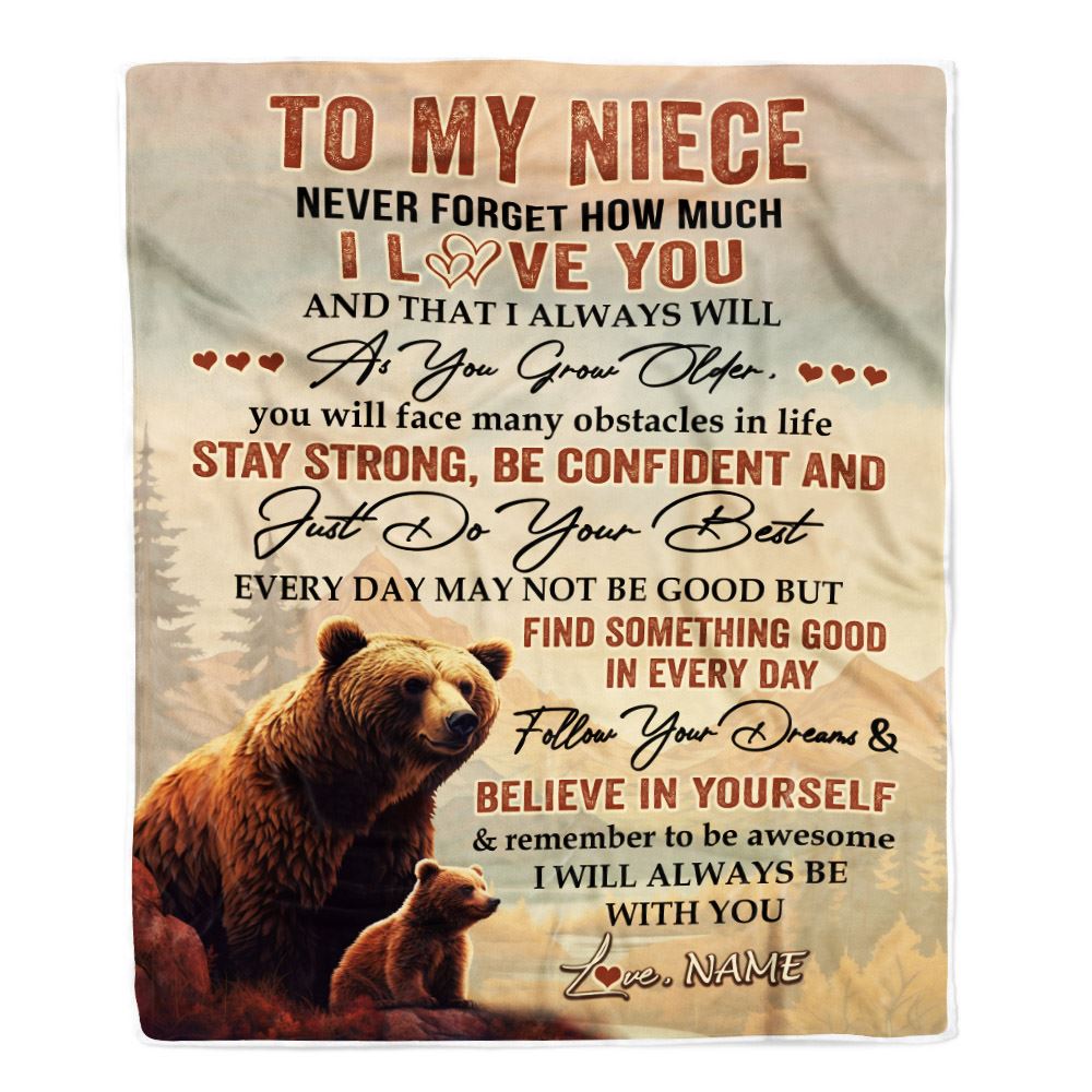 Personalized To My Niece I Love You Forever Blanket From Aunt Auntie Uncle Bear Niece Birthday Gifts Graduation Christmas Customized Fleece Blanket | teecentury