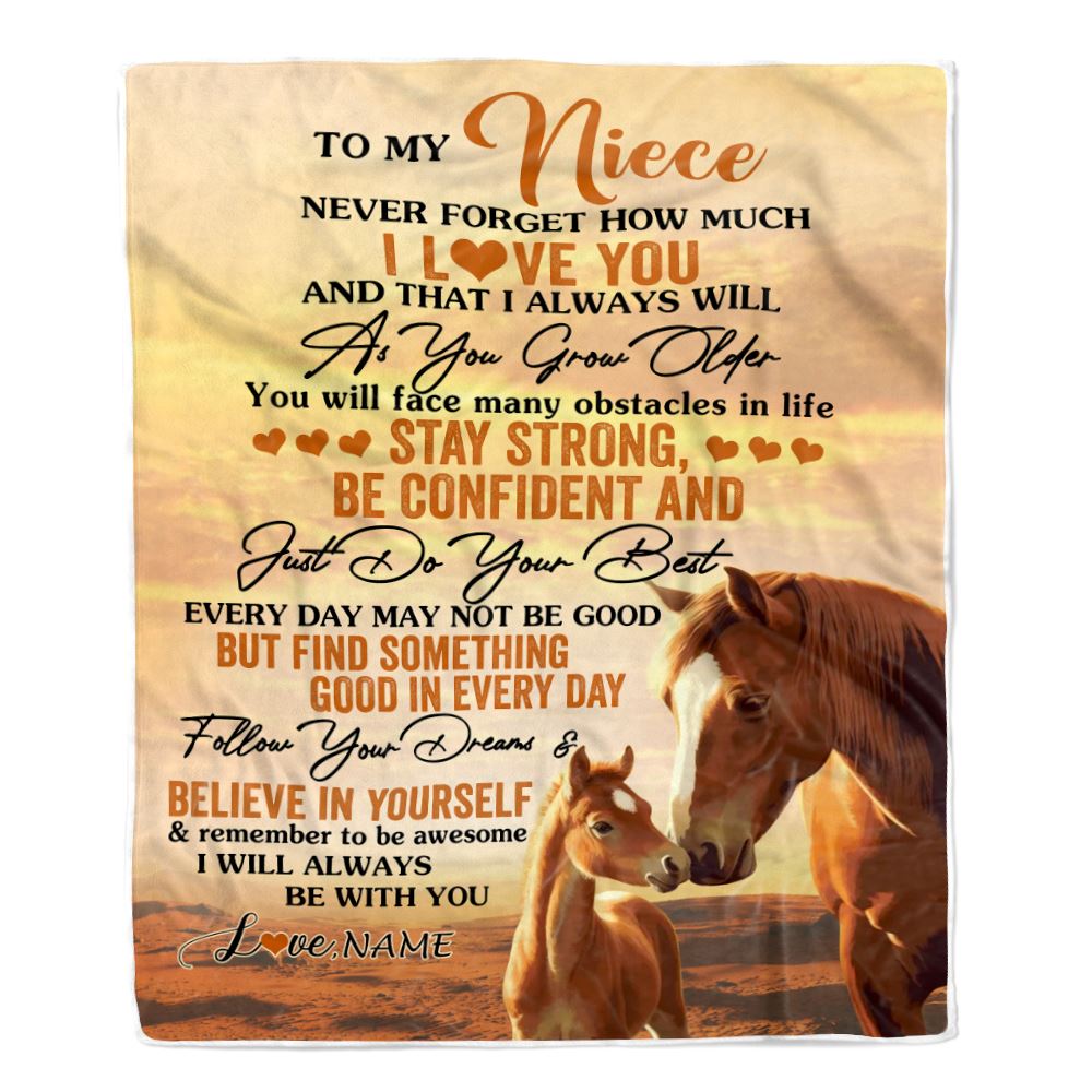 Personalized To My Niece I Love You Forever Blanket From Aunt Auntie Uncle Horse Niece Birthday Gifts Positive Graduation Christmas Customized Fleece Blanket | teecentury
