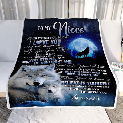Personalized To My Niece I Love You Forever Blanket From Aunt Auntie Uncle Wolf Niece Birthday Gifts Graduation Christmas Customized Fleece Blanket | teecentury